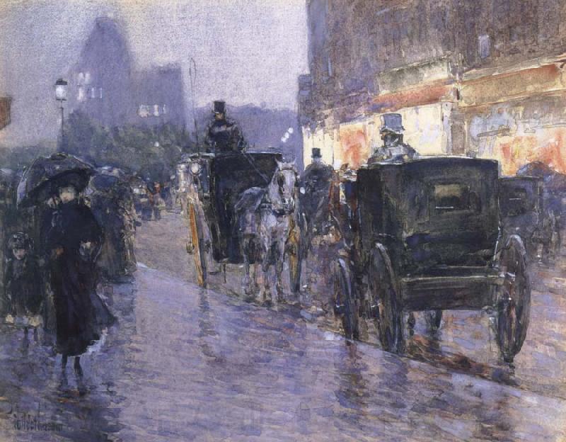 Childe Hassam Horse Drawn Coach at Evening Spain oil painting art